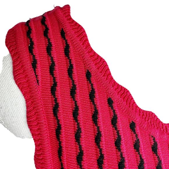 Nina Leonard Striped Sleeveless Sweater Dress Tulip Hem Lightweight Red Black S - Picture 4 of 13